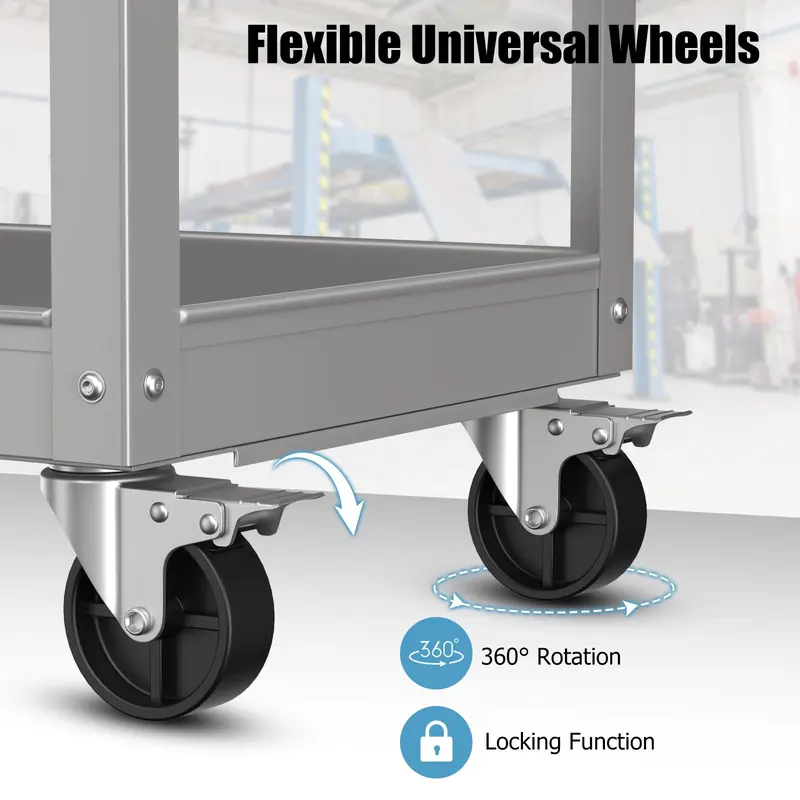 Goplus 3-Ebenen-Servicewagen, robustes Universal-Transportgestell mit flachem Griff