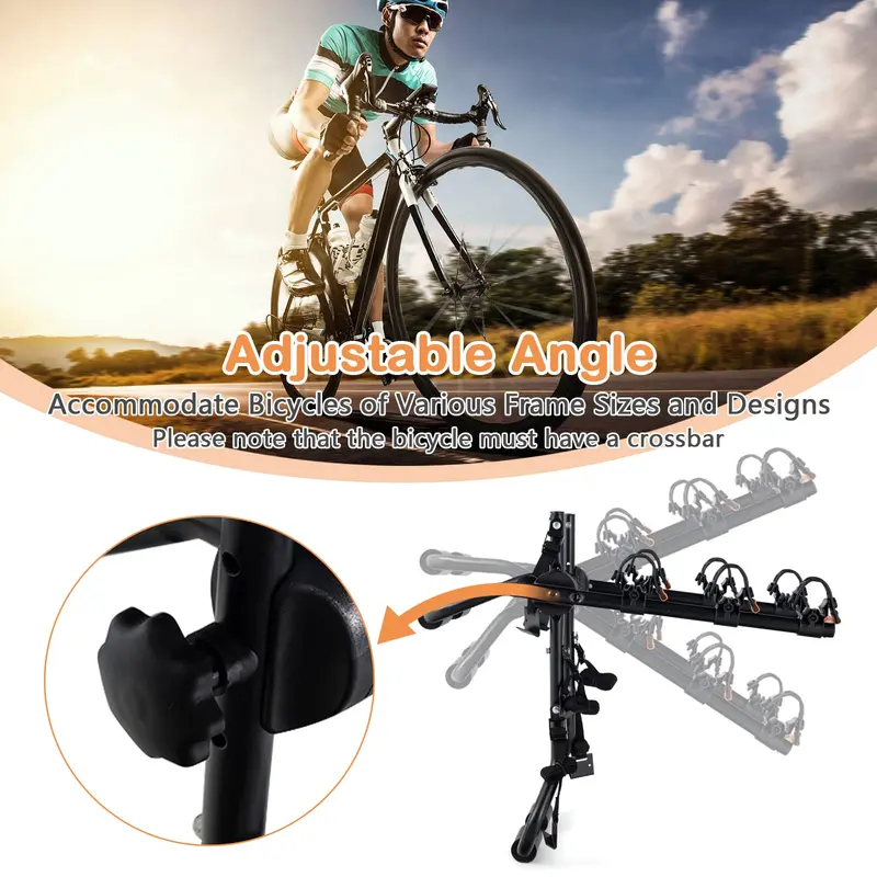 Goplus 3-Fahrrad-Träger für Kofferraummontage, verstellbarer Träger mit anpassbarer Länge und Neigungswinkel