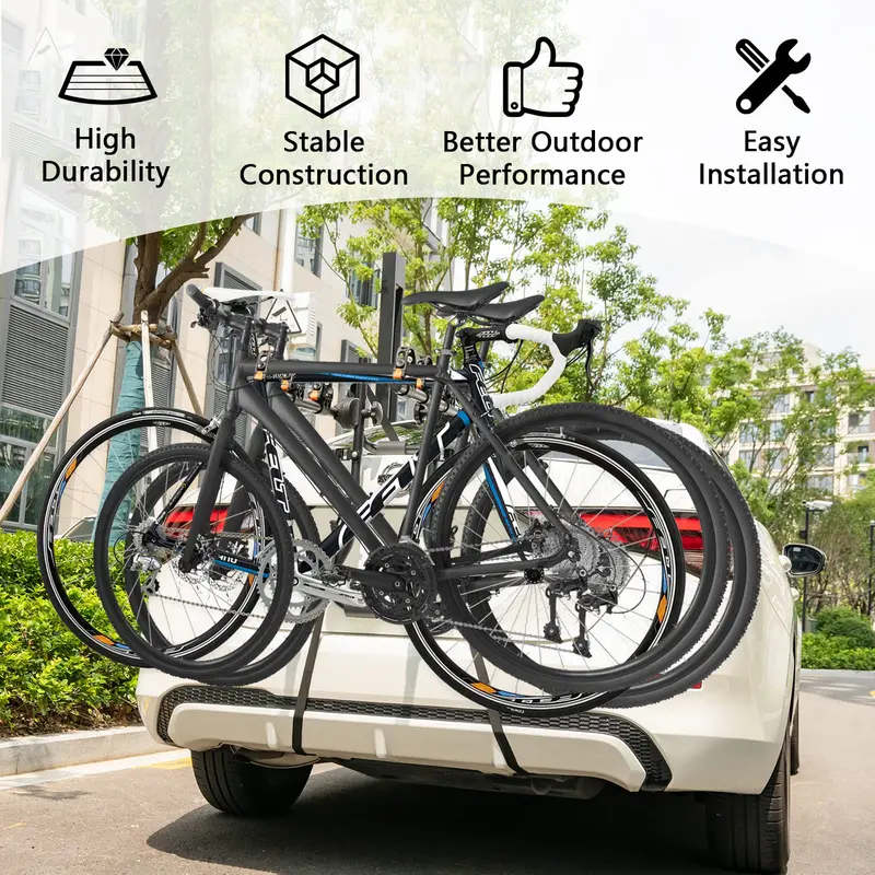 Goplus 3-Fahrrad-Träger für Kofferraummontage, verstellbarer Träger mit anpassbarer Länge und Neigungswinkel