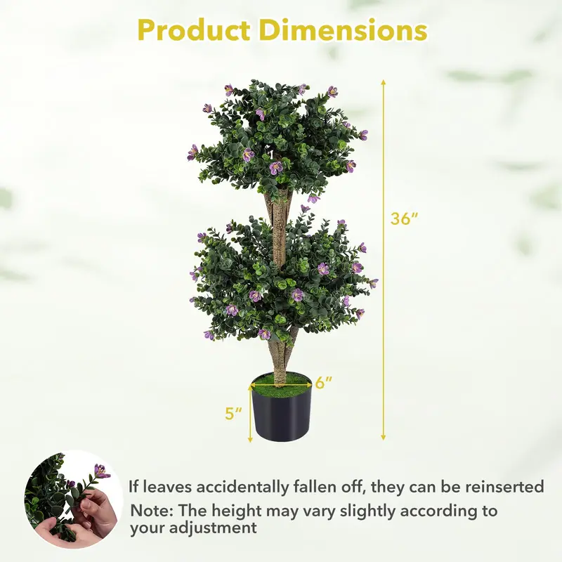 Goplus 3 FT künstliche doppelte Kugel-Buchsbaum-Topiary-Bäume, Set aus 2 Stück für Veranda und Wohnraum-Dekoration