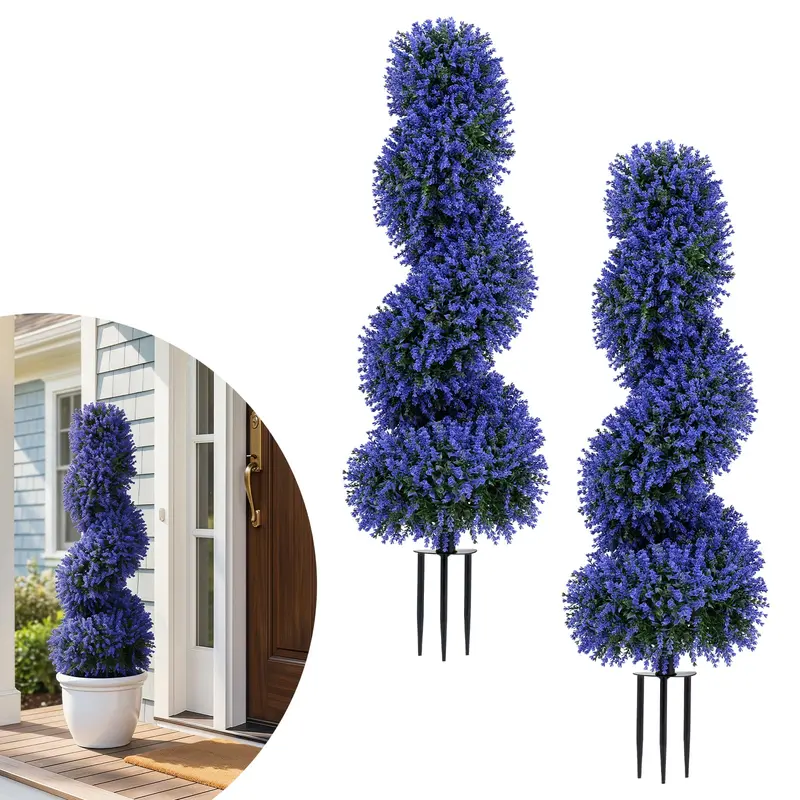 Goplus 3 FT realistische künstliche Rosensträucher für den Außenbereich – Faux-Pflanzen mit UV-Schutz und Erdspießen (2er-Set)