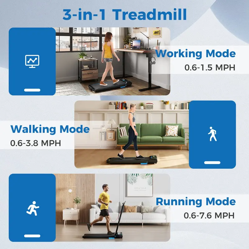 Goplus 3-in-1-Klapp-Laufband, 2,5-PS-Leistung, Tragfähigkeit bis 154 kg, Walking-Pad mit Haltegriff