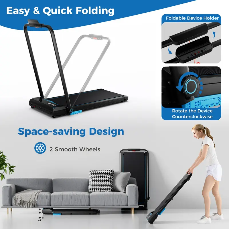 Goplus 3-in-1-Klapp-Laufband, 2,5-PS-Leistung, Tragfähigkeit bis 154 kg, Walking-Pad mit Haltegriff