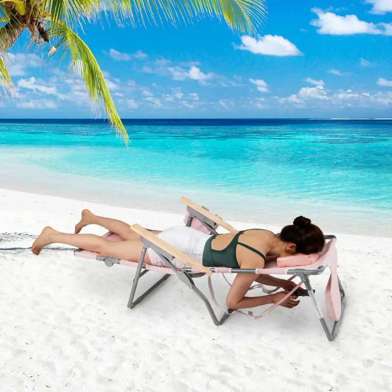 Goplus 3-in-1-Klappbarer Strandstuhl – Hochbelastbarer Liegestuhl für Camping, am Pool oder zum Sonnenbaden 2