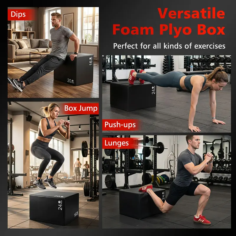 Goplus 3-in-1-Schaumstoff-Plyometrik-Kasten | Hochdichter Schaumstoff-Plyo-Kasten für das Heimtraining