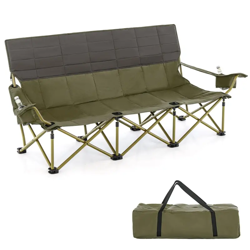 GoPlus 3-Personen-Campingstuhl für Erwachsene, faltbarer Outdoor-Couchstuhl für 3 Personen (3-Personen-Sitzfläche)