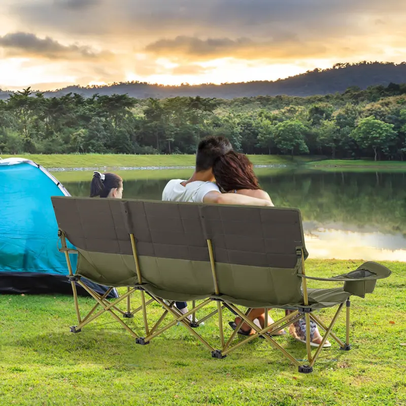 GoPlus 3-Personen-Campingstuhl für Erwachsene, faltbarer Outdoor-Couchstuhl für 3 Personen (3-Personen-Sitzfläche) 2