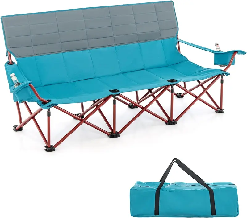GoPlus 3-Personen-Campingstuhl für Erwachsene, faltbarer Outdoor-Couchstuhl für 3 Personen (3-Personen-Sitzfläche)