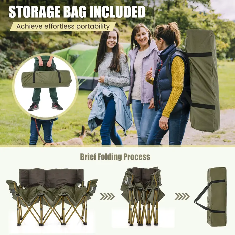 GoPlus 3-Personen-Campingstuhl für Erwachsene, faltbarer Outdoor-Couchstuhl für 3 Personen (3-Personen-Sitzfläche)