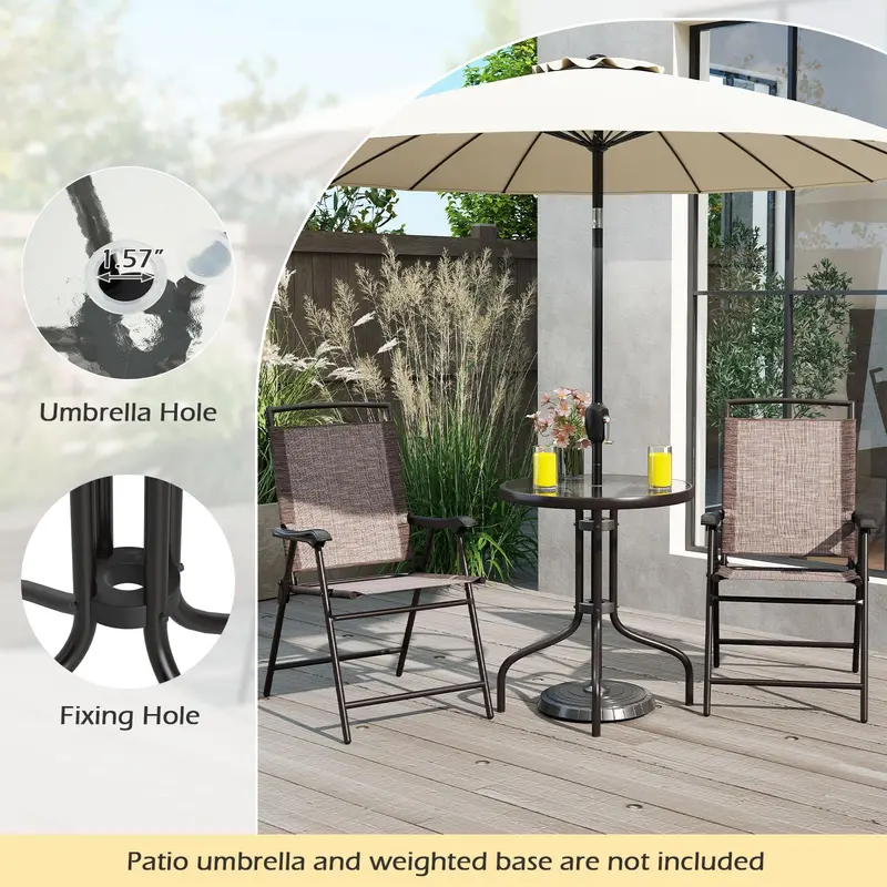 Goplus 3-teiliges Bistro-Set mit gehärteter Glastischplatte