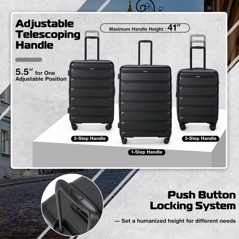 GoPlus-3-teiliges Gepäckset mit erweiterbarem Spinner-Koffer