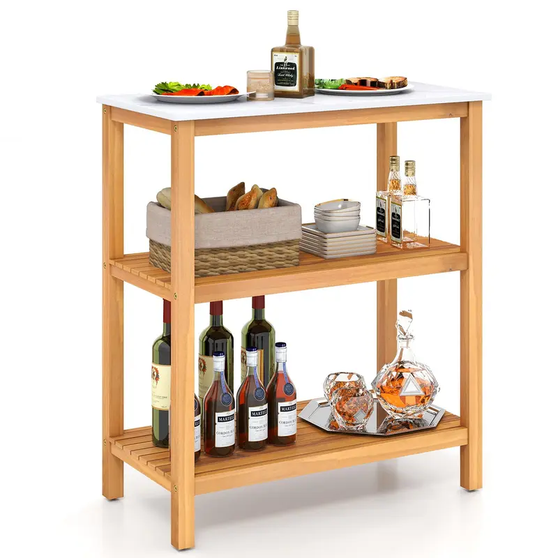 Goplus 32" x 16" x 36" dreistufiger Holz-Beistelltisch für die Terrasse
