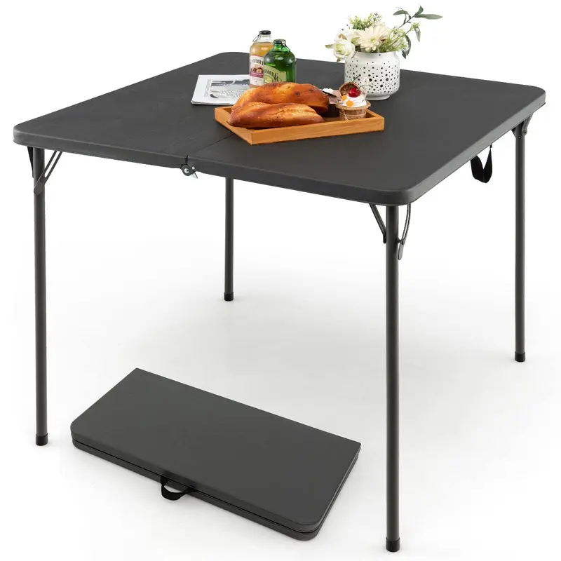 Goplus 34" quadratischer Klapp-Tisch, faltbarer Kunststoff-Kartentisch