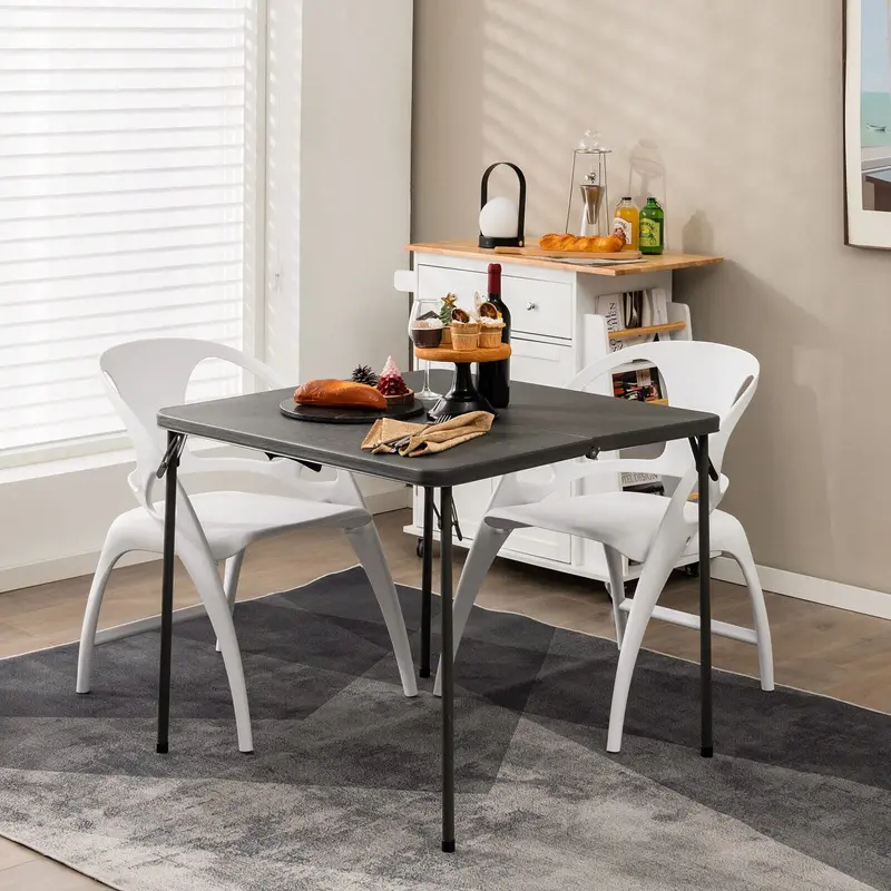 Goplus 34" quadratischer Klapp-Tisch, faltbarer Kunststoff-Kartentisch 2