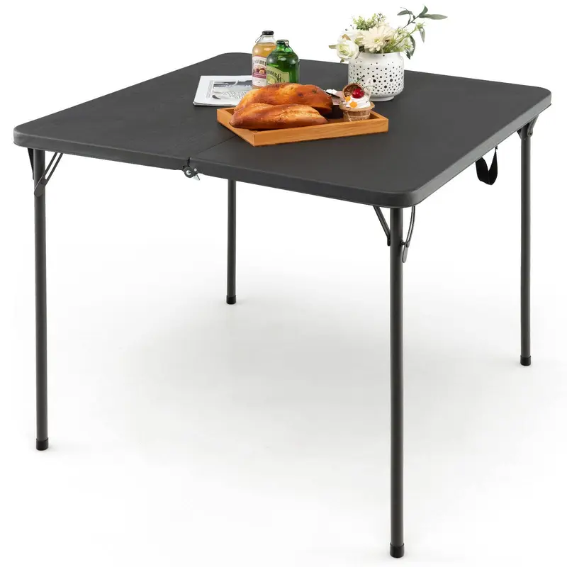 Goplus 34" quadratischer Klapp-Tisch, faltbarer Kunststoff-Kartentisch