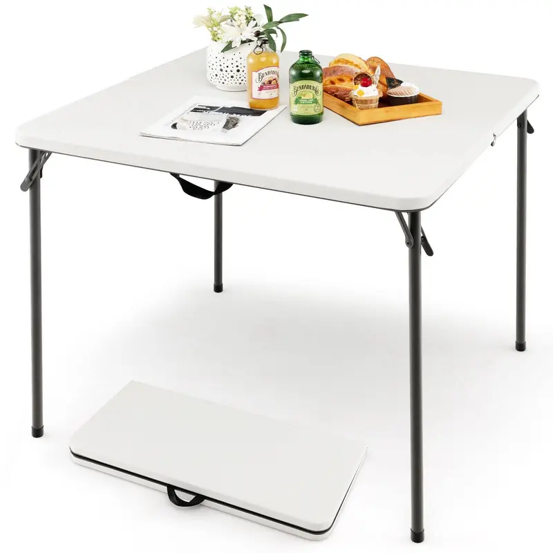 Goplus 34" quadratischer Klapp-Tisch, faltbarer Kunststoff-Kartentisch