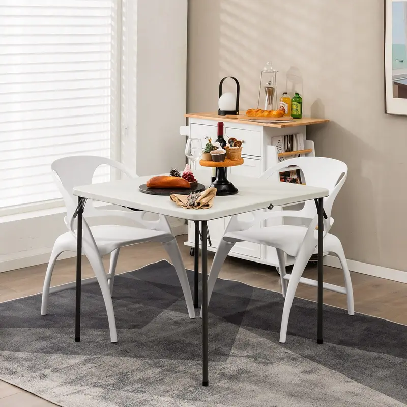 Goplus 34" quadratischer Klapp-Tisch, faltbarer Kunststoff-Kartentisch