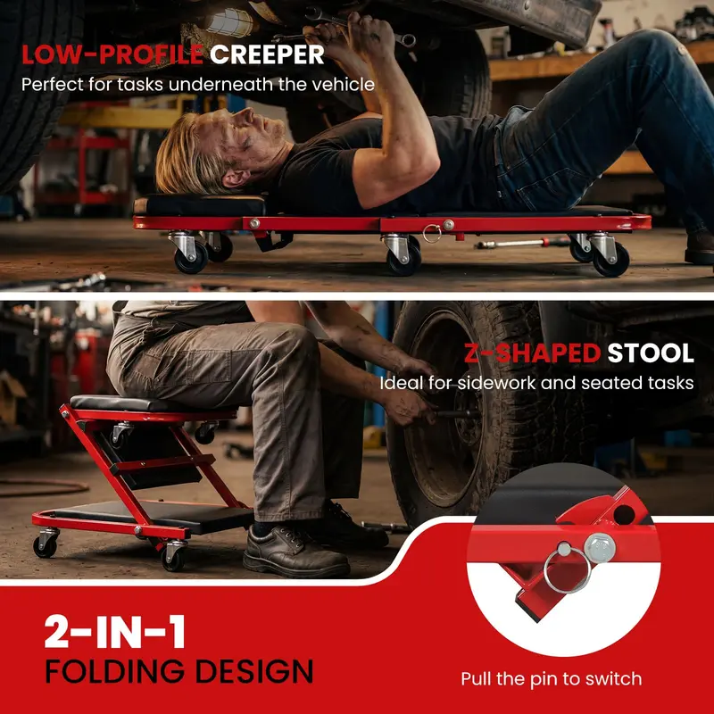 Goplus 36" klappbarer Auto-Creeper mit gepolstertem Sitz und 6 drehbaren Rollen 2