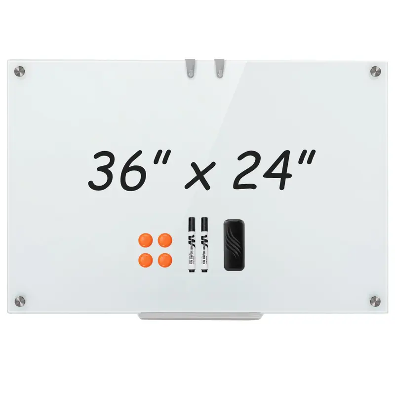 Goplus 36" x 24" magnetische Glas-Whiteboard-Tafel zum Trockenlöschen mit Radierer