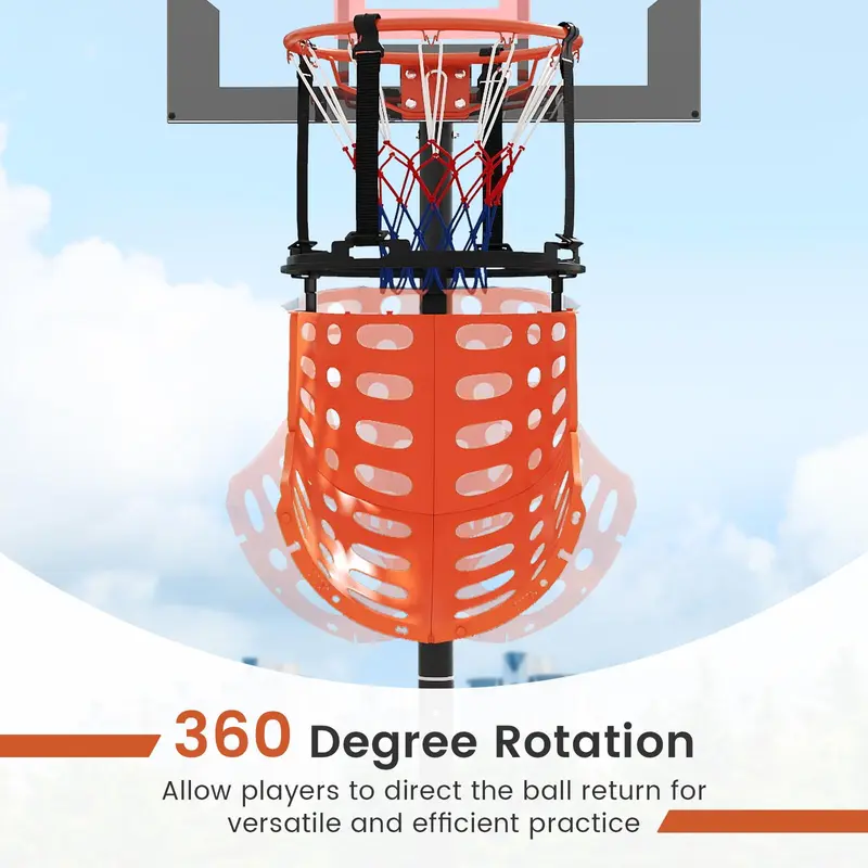 Goplus 360° drehbare Basketball-Rücklaufvorrichtung mit 4 werkzeuglos abnehmbaren Haken 2