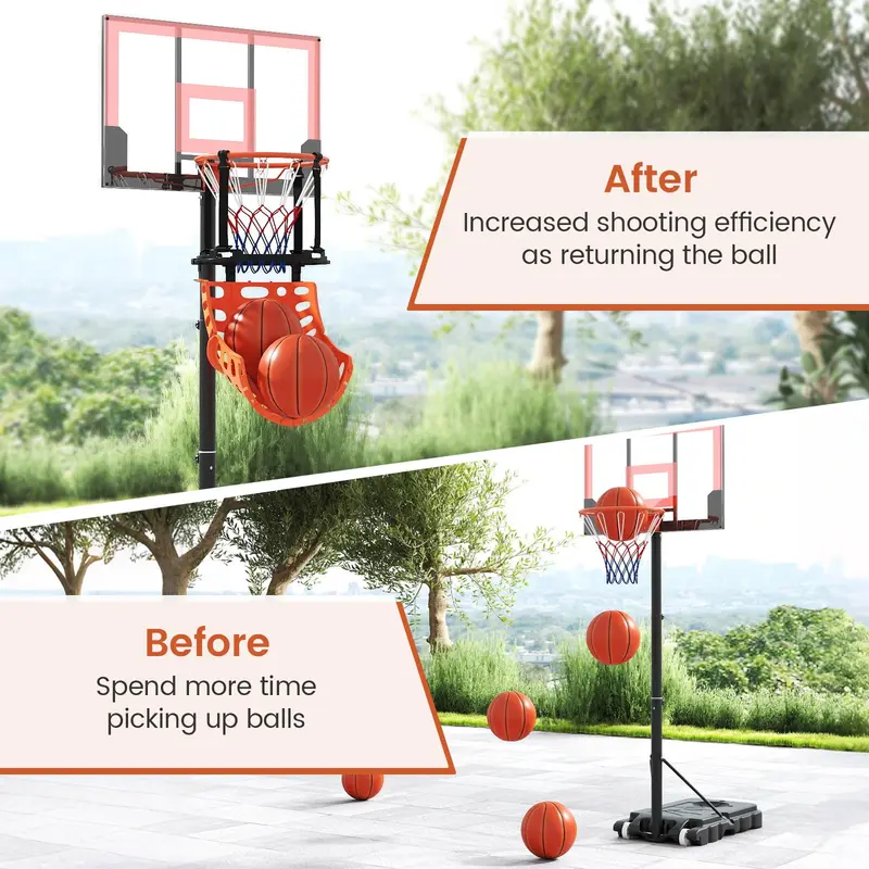 Goplus 360° drehbare Basketball-Rücklaufvorrichtung mit 4 werkzeuglos abnehmbaren Haken