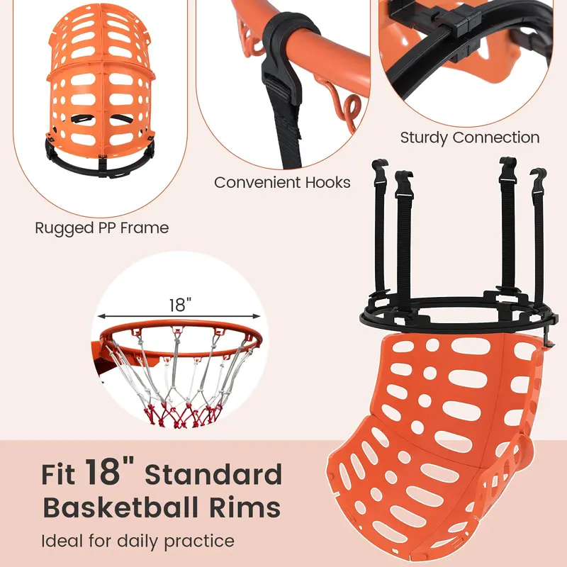 Goplus 360° drehbare Basketball-Rücklaufvorrichtung mit 4 werkzeuglos abnehmbaren Haken