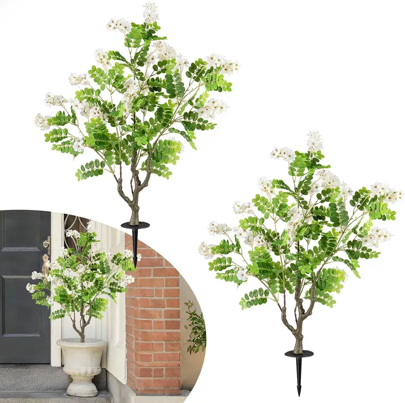 Goplus 39" 2er-Set künstliche Robinienblütenbäume mit Bodenspitzen | Sophora japonica Blüten 2