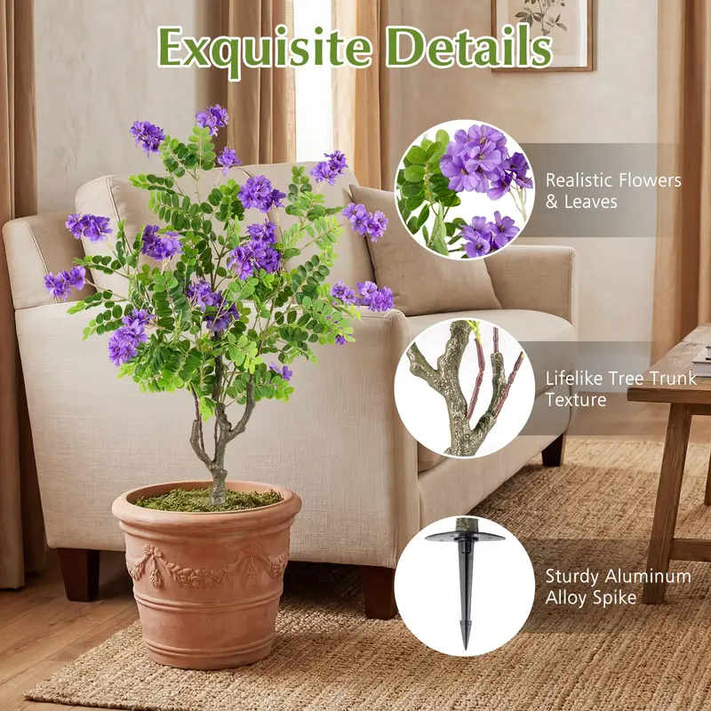 Goplus 39" 2er-Set künstliche Robinienblütenbäume mit Bodenspitzen | Sophora japonica Blüten
