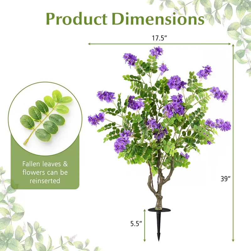 Goplus 39" 2er-Set künstliche Robinienblütenbäume mit Bodenspitzen | Sophora japonica Blüten
