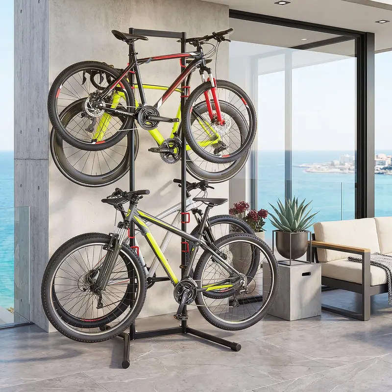 Goplus 4-Fahrrad-Ständer für die Innenaufbewahrung – freistehender Fahrradständer für Garage 2