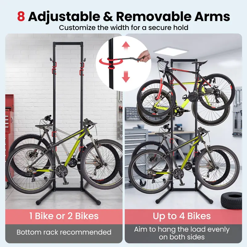 Goplus 4-Fahrrad-Ständer für die Innenaufbewahrung – freistehender Fahrradständer für Garage