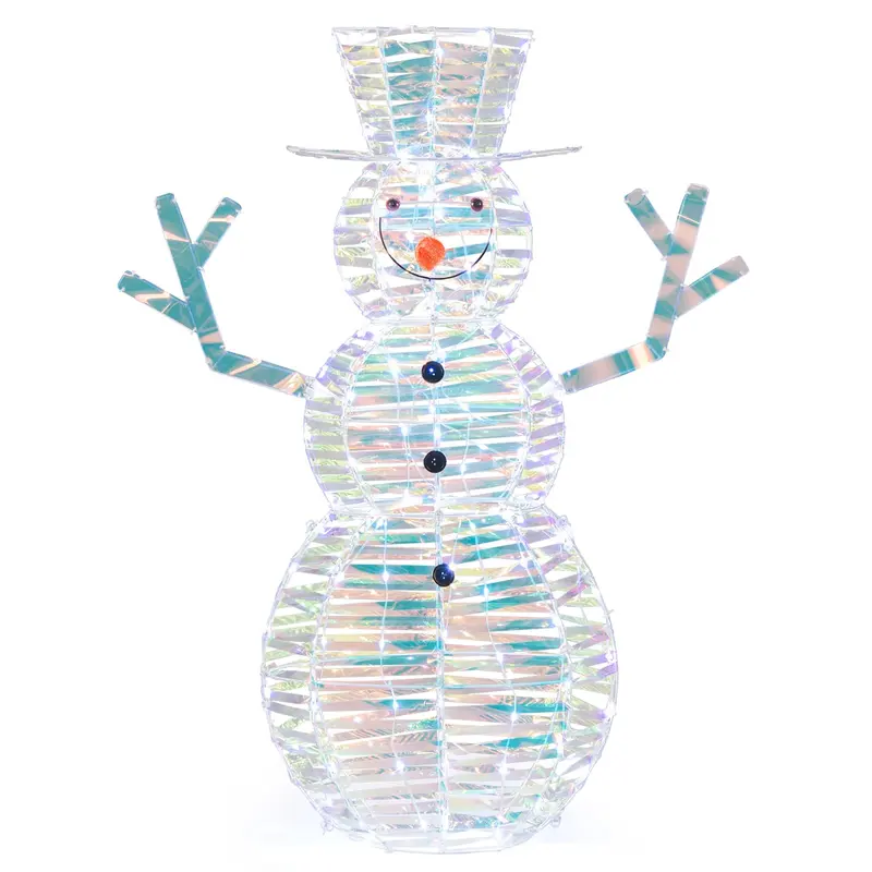 GoPlus 4-Fuß-beleuchteter Weihnachtsmann aus Schnee, beleuchtete Weihnachtsdekoration mit 100 LED-Leuchten