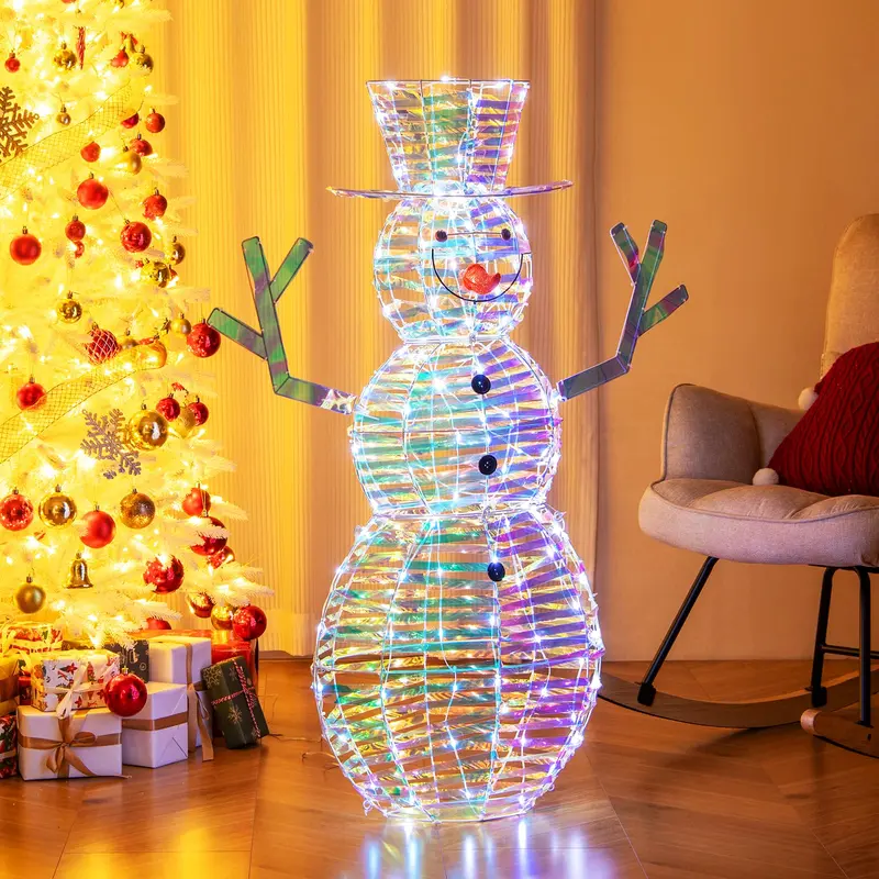 GoPlus 4-Fuß-beleuchteter Weihnachtsmann aus Schnee, beleuchtete Weihnachtsdekoration mit 100 LED-Leuchten 2