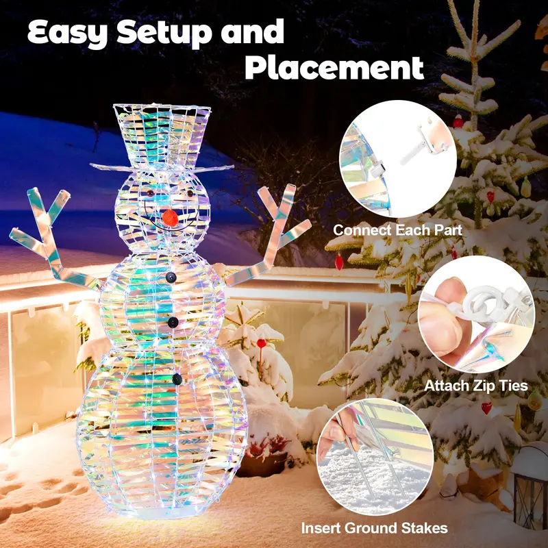 GoPlus 4-Fuß-beleuchteter Weihnachtsmann aus Schnee, beleuchtete Weihnachtsdekoration mit 100 LED-Leuchten
