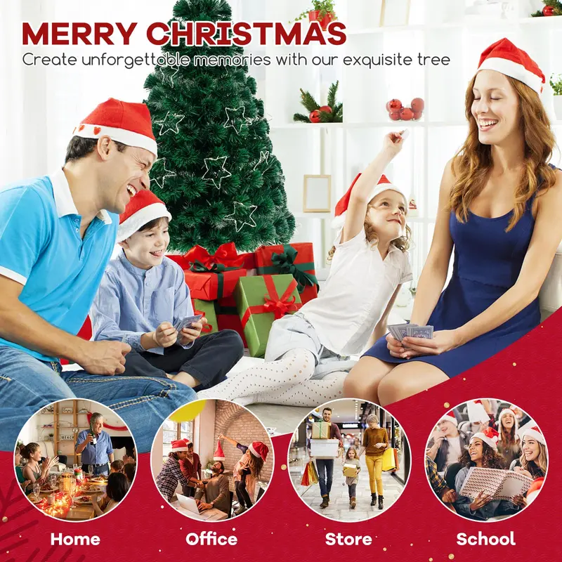 GoPlus 4-Fuß-vorgefertigter Faser-Optik-Weihnachtsbaum mit Beleuchtung, Spitzenstern, 130 Astspitzen, Metallständer, Dekoration für Büro und Zuhause