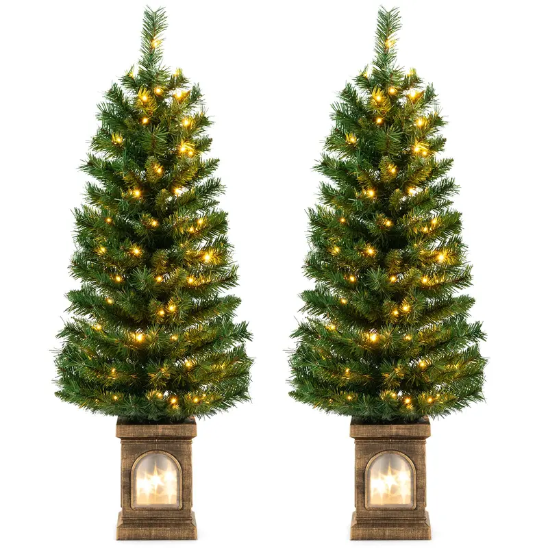 GoPlus 4-Fuß-Weihnachtsbaum mit integrierter Beleuchtung für Eingangsbereiche