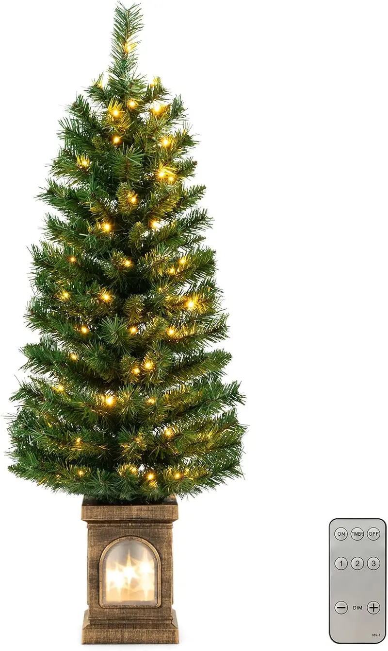 GoPlus 4-Fuß-Weihnachtsbaum mit integrierter Beleuchtung für Eingangsbereiche