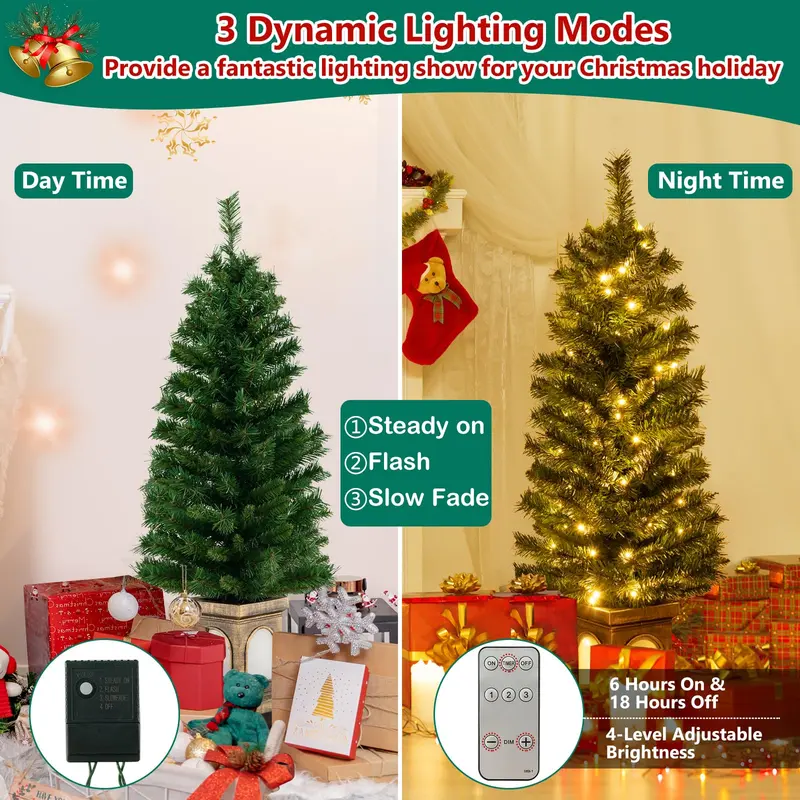 GoPlus 4-Fuß-Weihnachtsbaum mit integrierter Beleuchtung für Eingangsbereiche