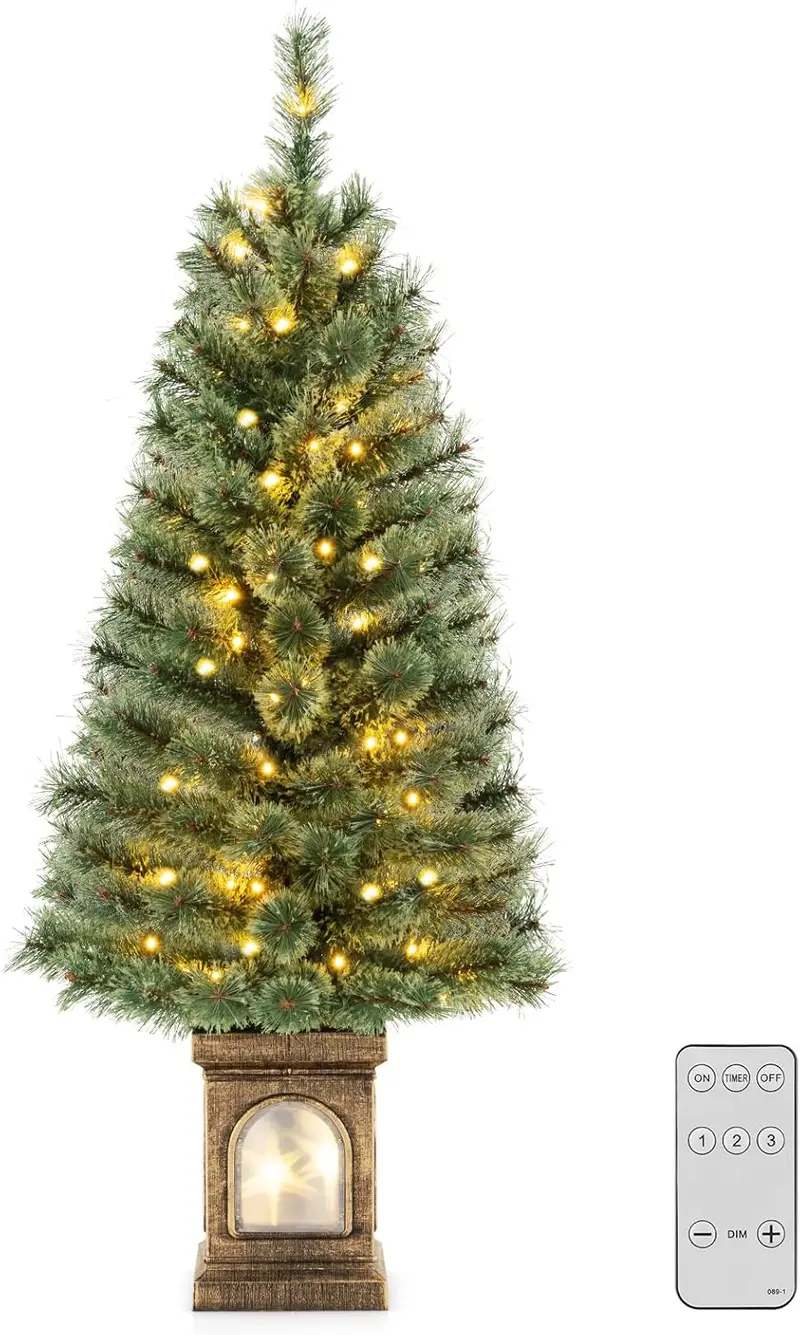 GoPlus 4-Fuß-Weihnachtsbaum mit integrierter Beleuchtung für Eingangsbereiche