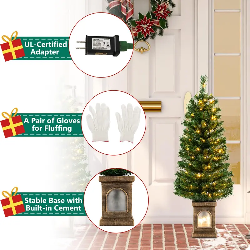 GoPlus 4-Fuß-Weihnachtsbaum mit integrierter Beleuchtung für Eingangsbereiche