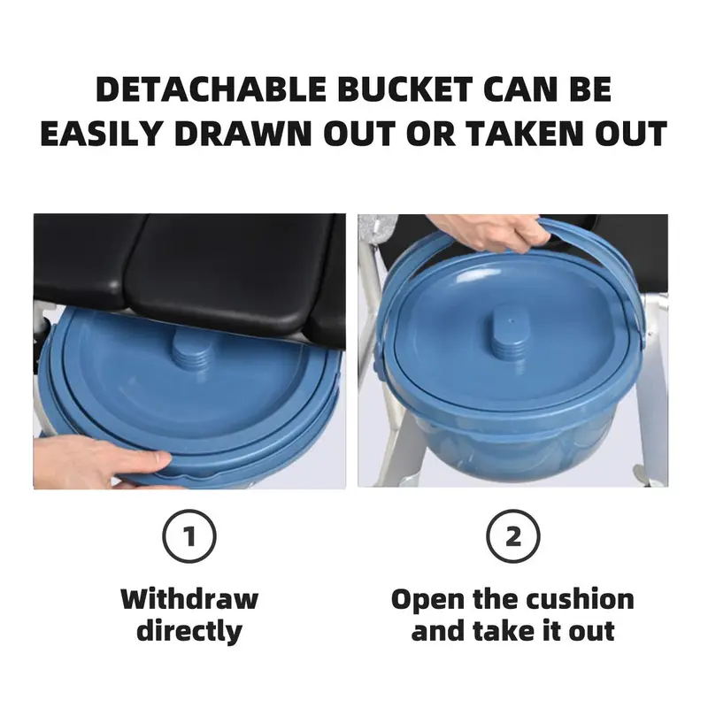 Goplus 4-in-1-Dusch-Kommode-Rollstuhl, 150 kg tragender Bettseiten-Kommode-Stuhl für die Toilette mit Armlehnen