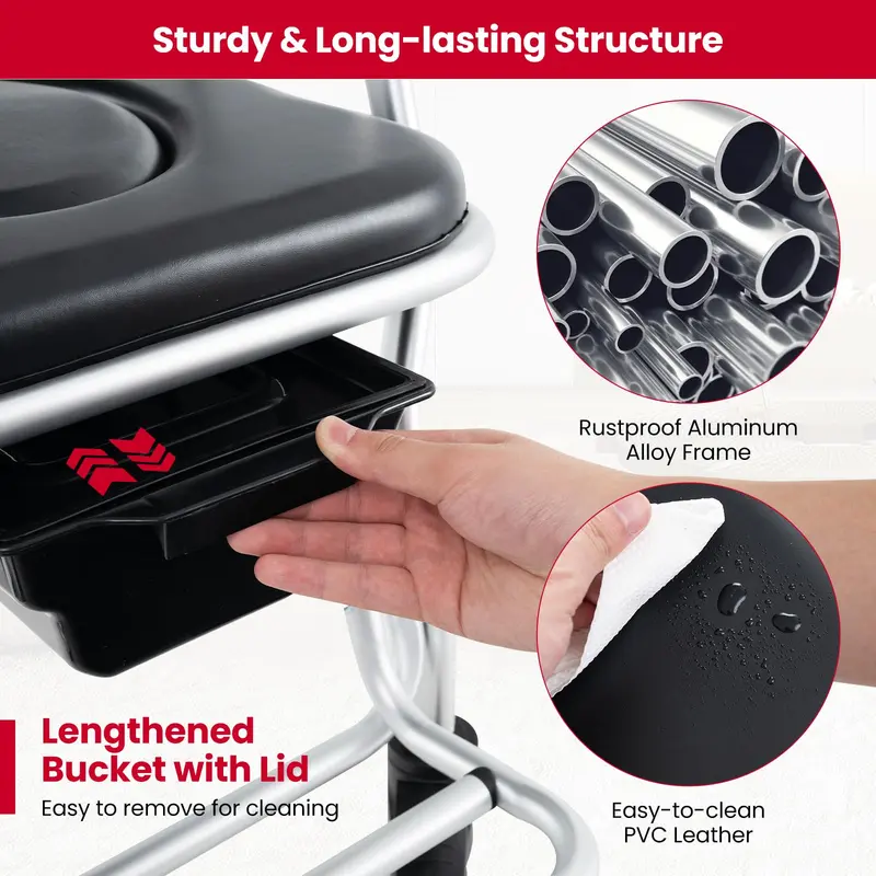 Goplus 4-in-1-Duschklosett-Rollstuhl, klappbarer Bettklosett-Stuhl für Toilettenbenutzung mit Armlehnen, Tragkraft bis 150 kg