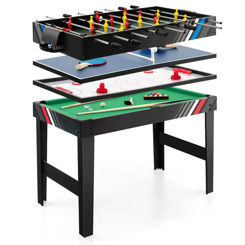 Goplus 4-in-1-Kombinationsspiel-Tisch – Mehrzweck-Spieltisch mit Fußball, Air-Hockey, Billard und Tischtennis
