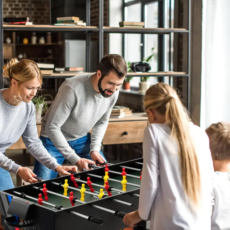 Goplus 4-in-1-Kombinationsspiel-Tisch – Mehrzweck-Spieltisch mit Fußball, Air-Hockey, Billard und Tischtennis