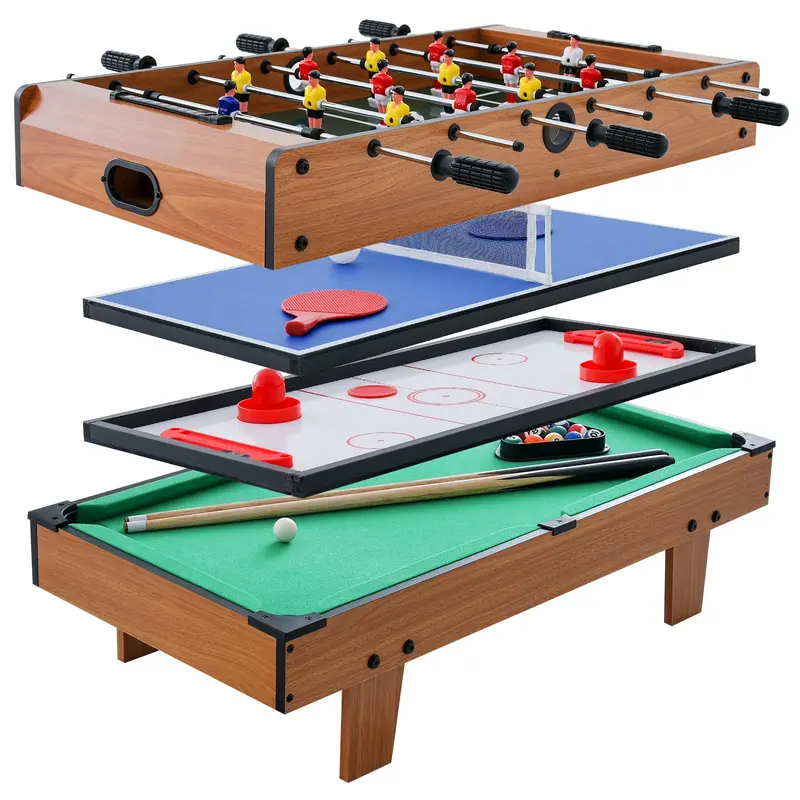 Goplus 4-in-1-Multi-Spiel-Tisch – Kombinationstisch mit Billard, Air-Hockey, Tischfußball und Tischtennis