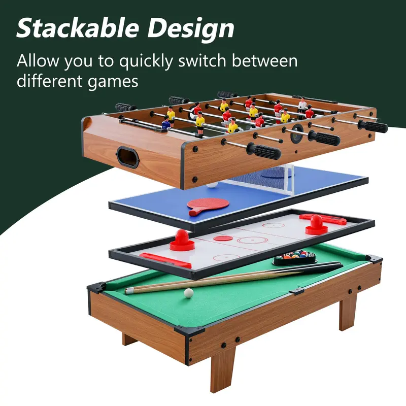 Goplus 4-in-1-Multi-Spiel-Tisch – Kombinationstisch mit Billard, Air-Hockey, Tischfußball und Tischtennis