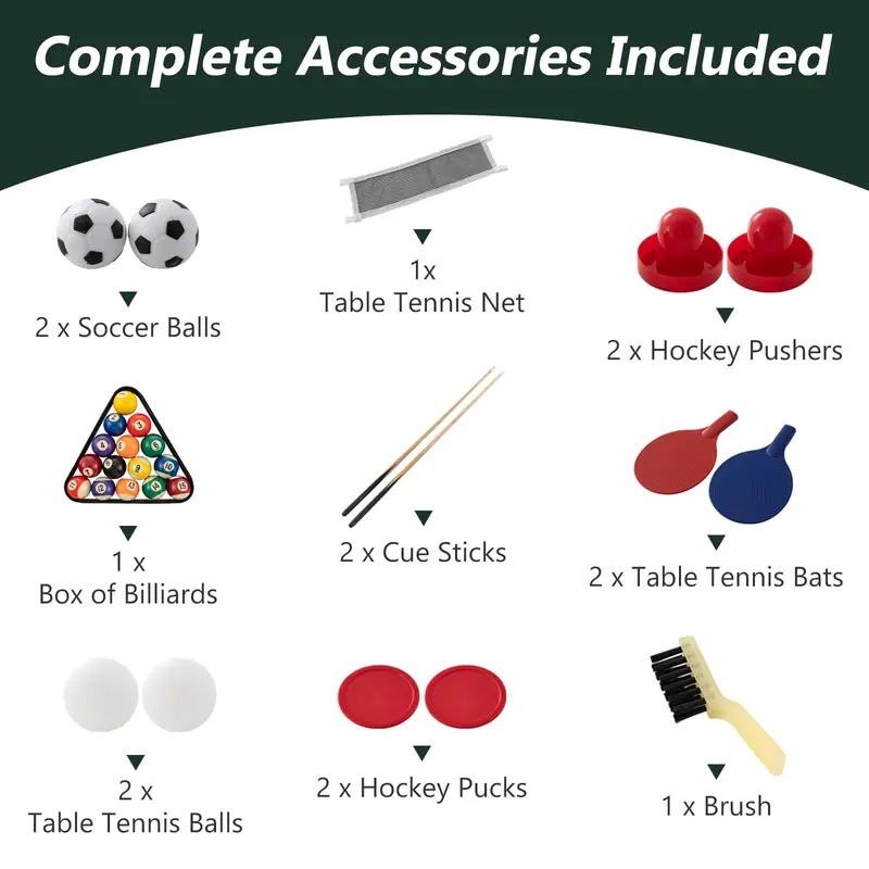 Goplus 4-in-1-Multi-Spiel-Tisch – Kombinationstisch mit Billard, Air-Hockey, Tischfußball und Tischtennis