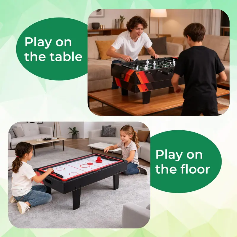 GoPlus 4-in-1-Multi-Spiel-Tisch: Stapelbarer Kombinationstisch für zu Hause (Kicker, Billard, Air-Hockey und Tischtennis) 2