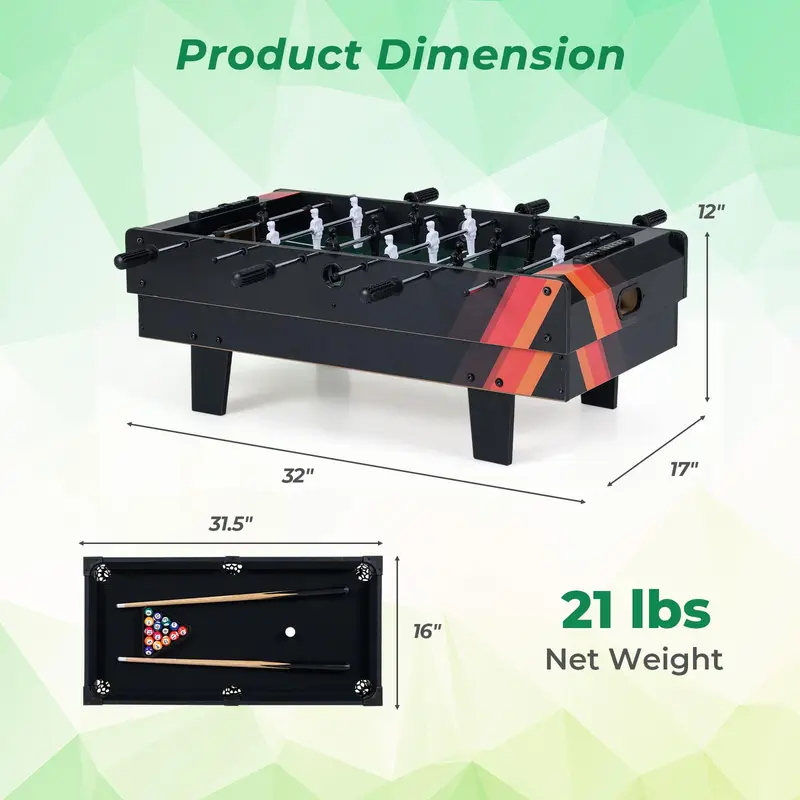 GoPlus 4-in-1-Multi-Spiel-Tisch: Stapelbarer Kombinationstisch für zu Hause (Kicker, Billard, Air-Hockey und Tischtennis)