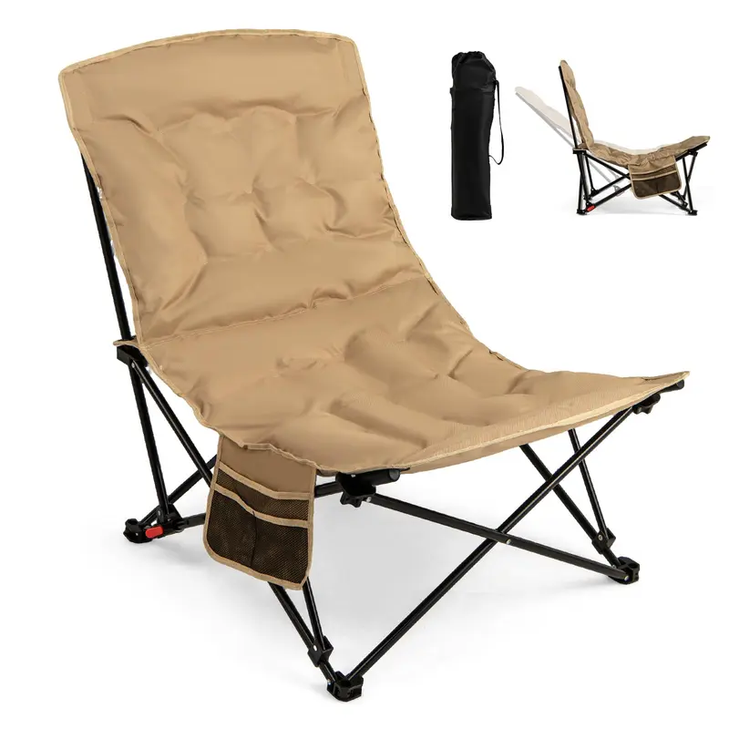 Goplus 4-Positionen-gesteppter Outdoor-Stuhl mit 227 kg Tragkraft – tragbarer, klappbarer Campingstuhl